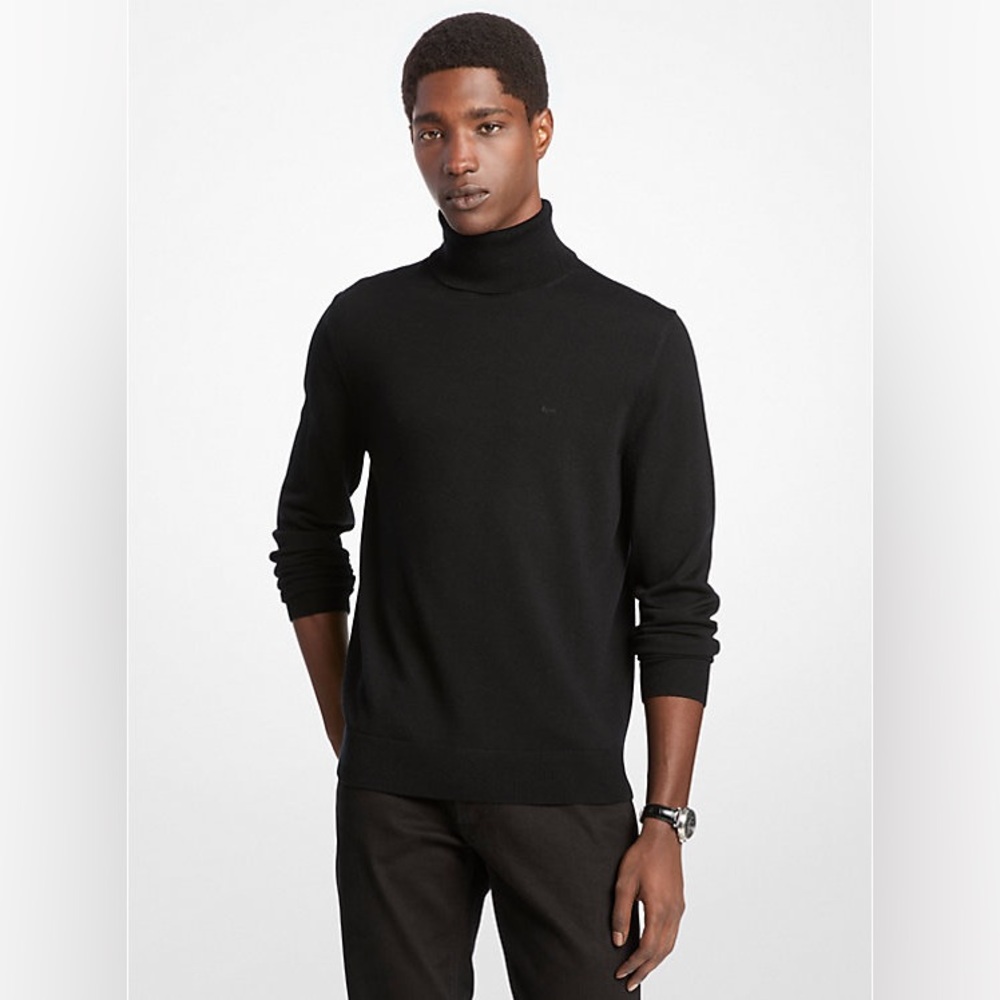 NWT Michael Kors Black Wool Turtleneck Sweater, Small